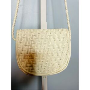 Vintage Tianni Ivory Woven Saddle Crossbody Bag